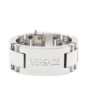 Versace  logo-engraved metal bracelet