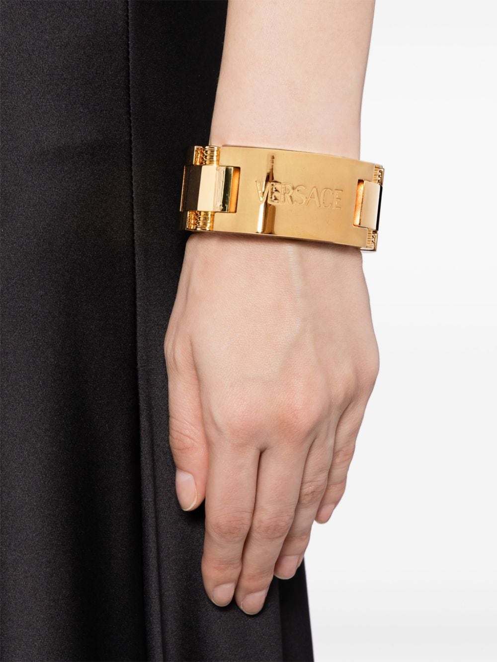 Versace logo-engraved metal bracelet - Image 2