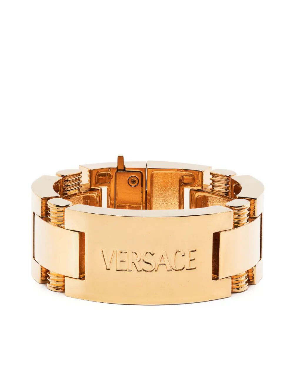 Versace logo-engraved metal bracelet