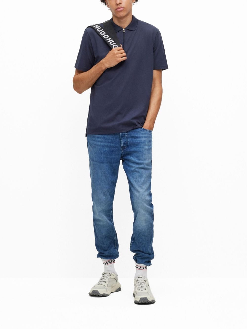 HUGO zip-up short-sleeve piqué polo shirt - Image 2