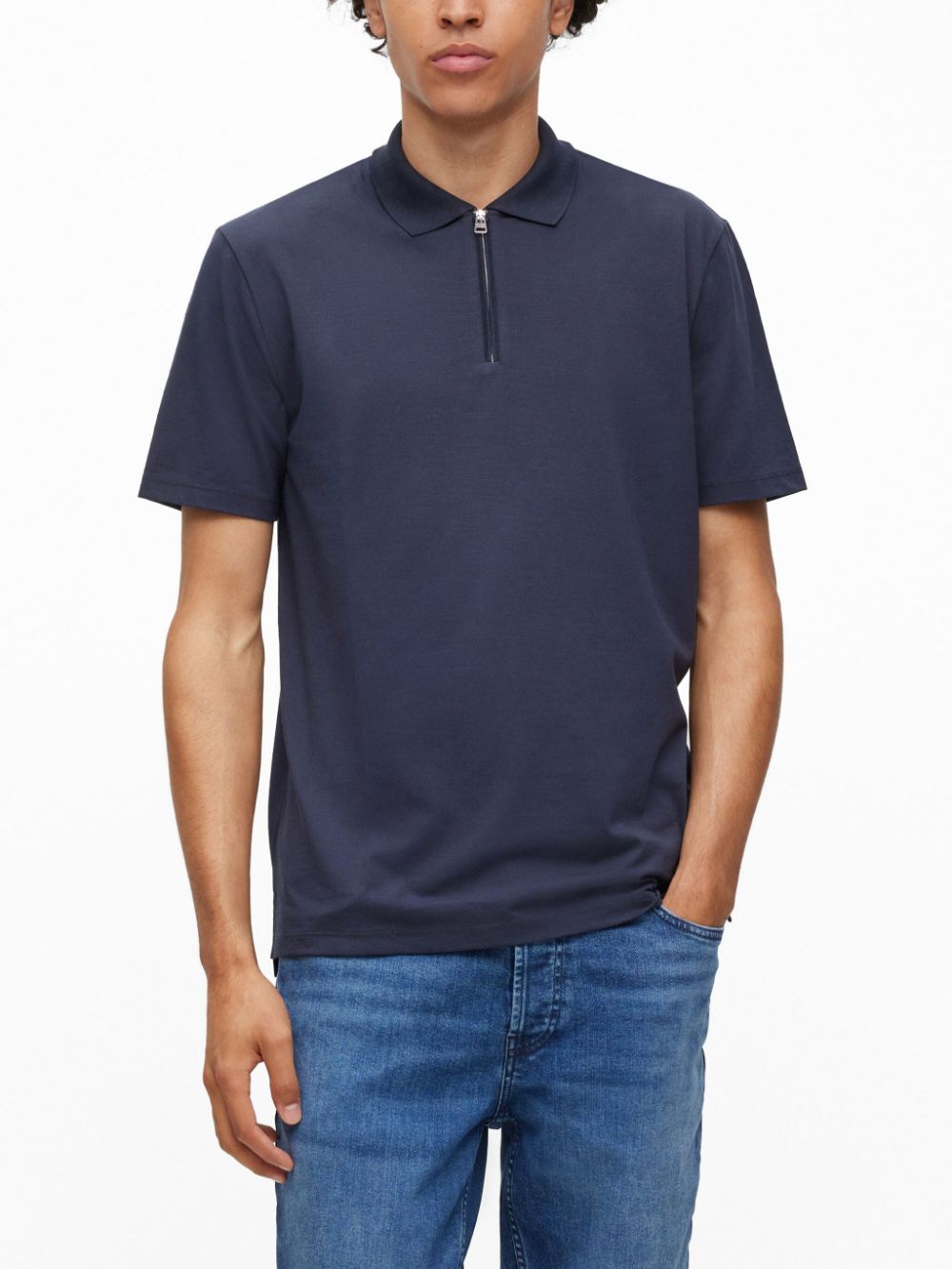 HUGO zip-up short-sleeve piqué polo shirt - Image 3