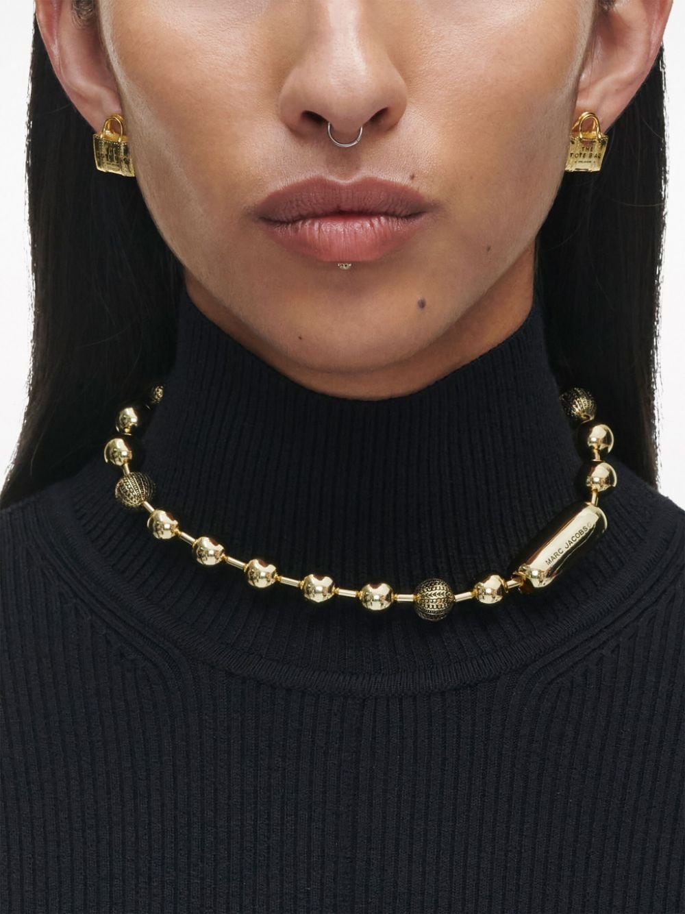 Marc Jacobs logo-engraved ball-chain necklace - Image 4