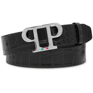 Louis Vuitton logo-buckle crocodile-effect belt