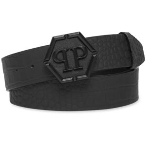 Philipp Plein hexagon-buckle crocodile-effect belt