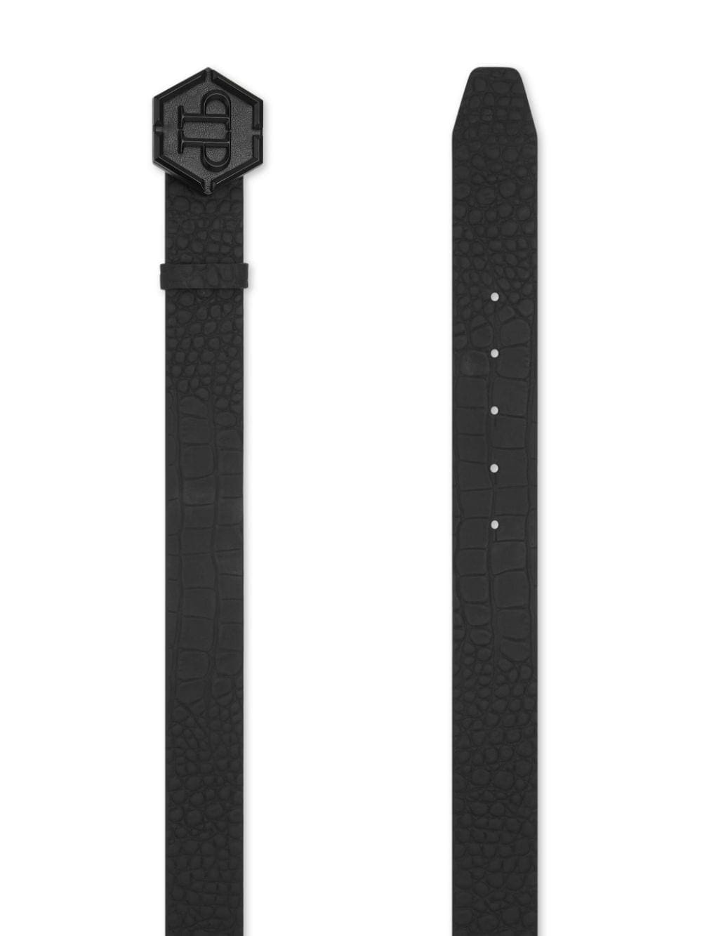 Philipp Plein hexagon-buckle crocodile-effect belt - Image 2