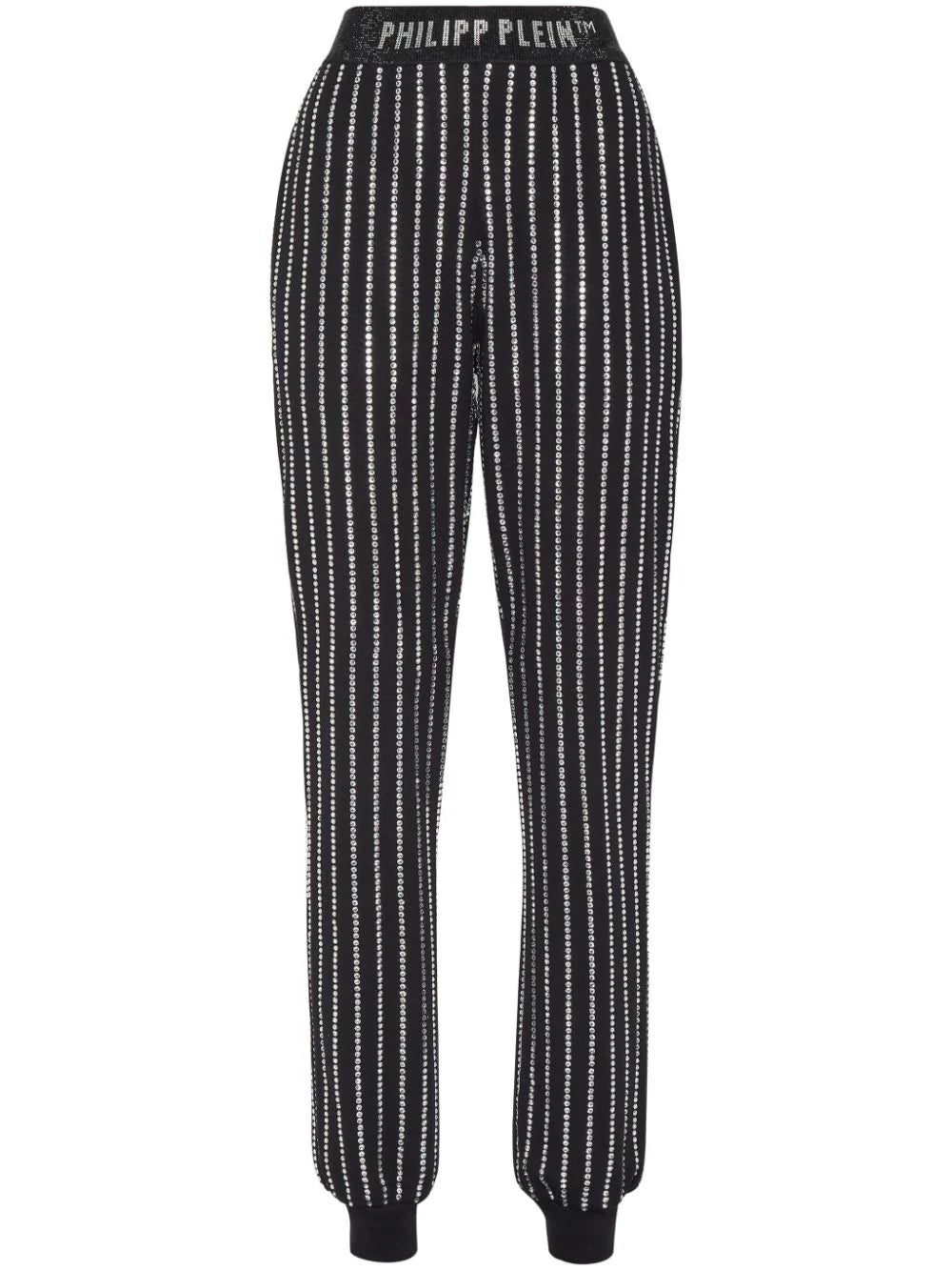 Philipp Plein logo-print strap crystal-embellished track pants