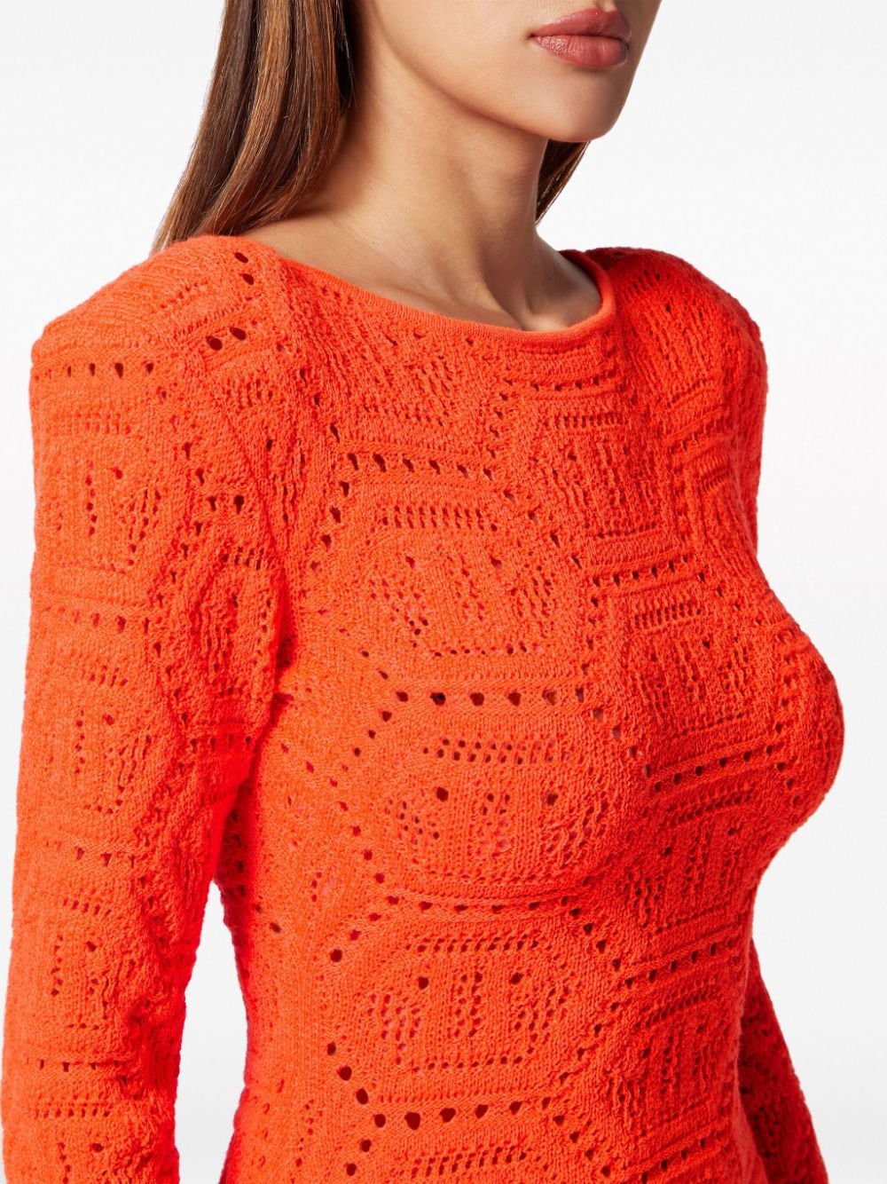 Philipp Plein monogram-intarsia shoulder-pads minidress - Image 5