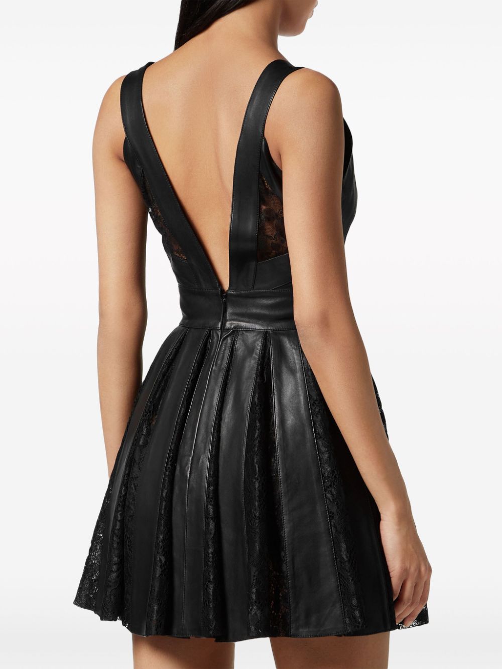 Philipp Plein sheer-panel leather minidress - Image 3