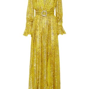 Philipp Plein  metallic-threading front-slit maxi dress