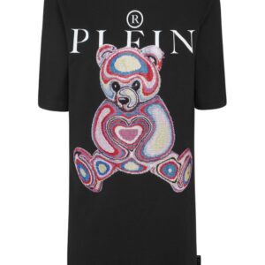 Philipp Plein teddy bear-embroidered cotton minidress