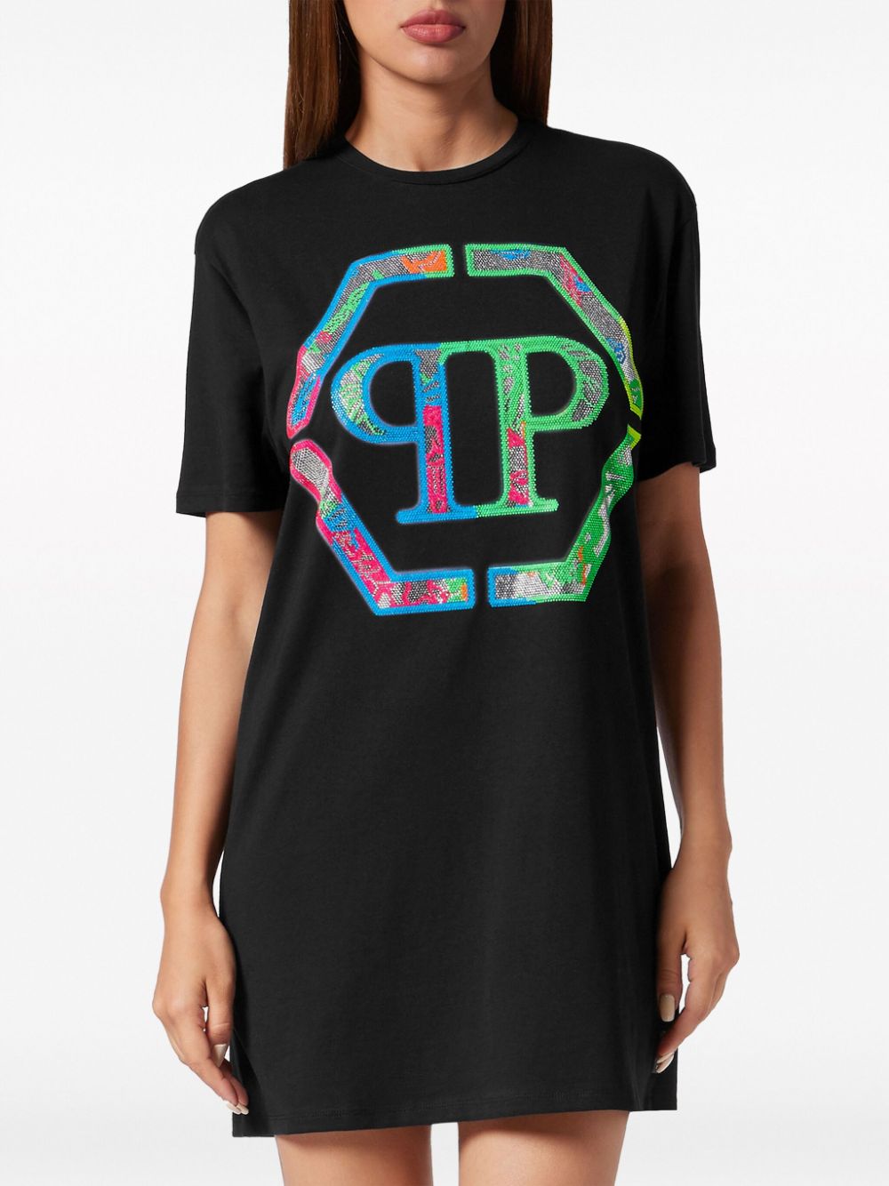 Philipp Plein logo-embellished cotton T-shirt dress - Image 4