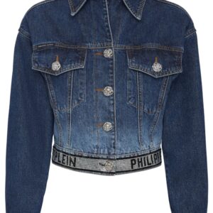 Philipp Plein  Crystal cropped denim jacket