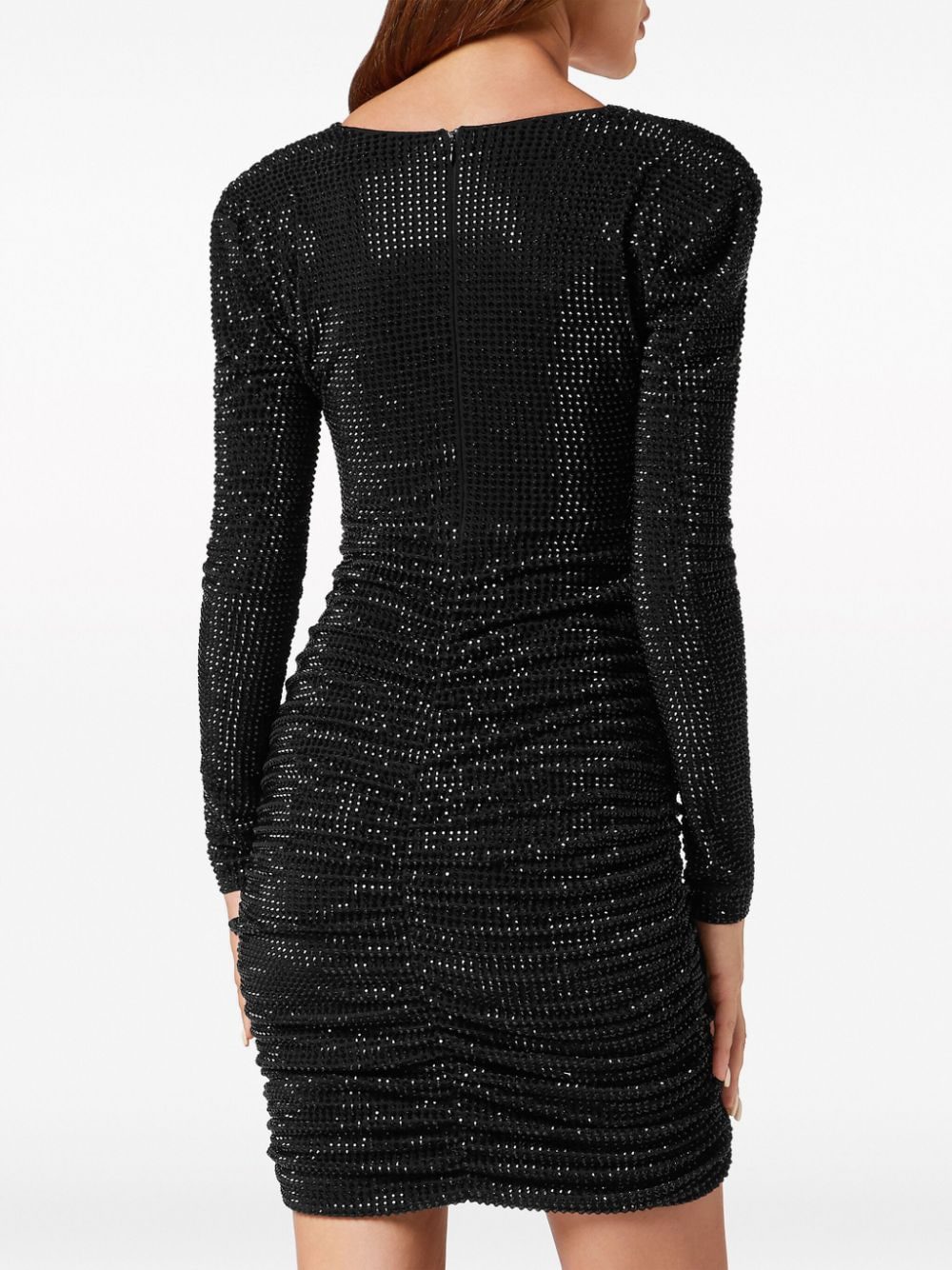 Philipp Plein padded-shoulder strass mini dress - Image 4