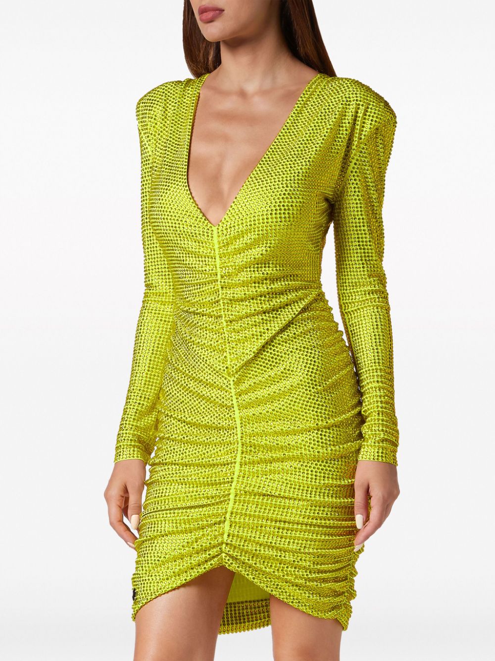 Philipp Plein padded-shoulder strass mini dress - Image 3