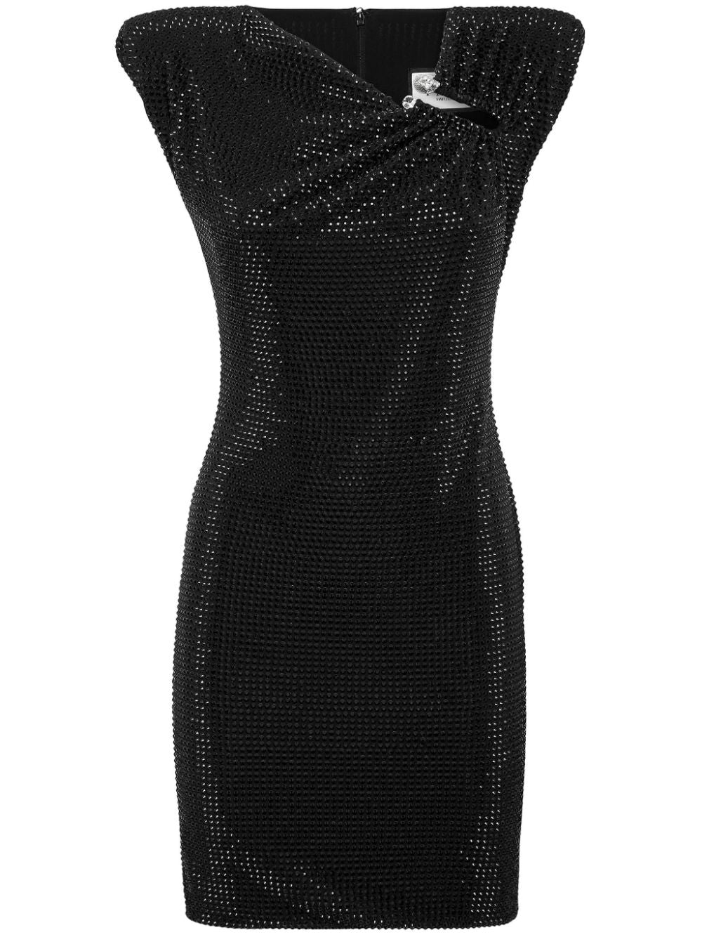 Philipp Plein crystal-embellished padded-shoulders minidress