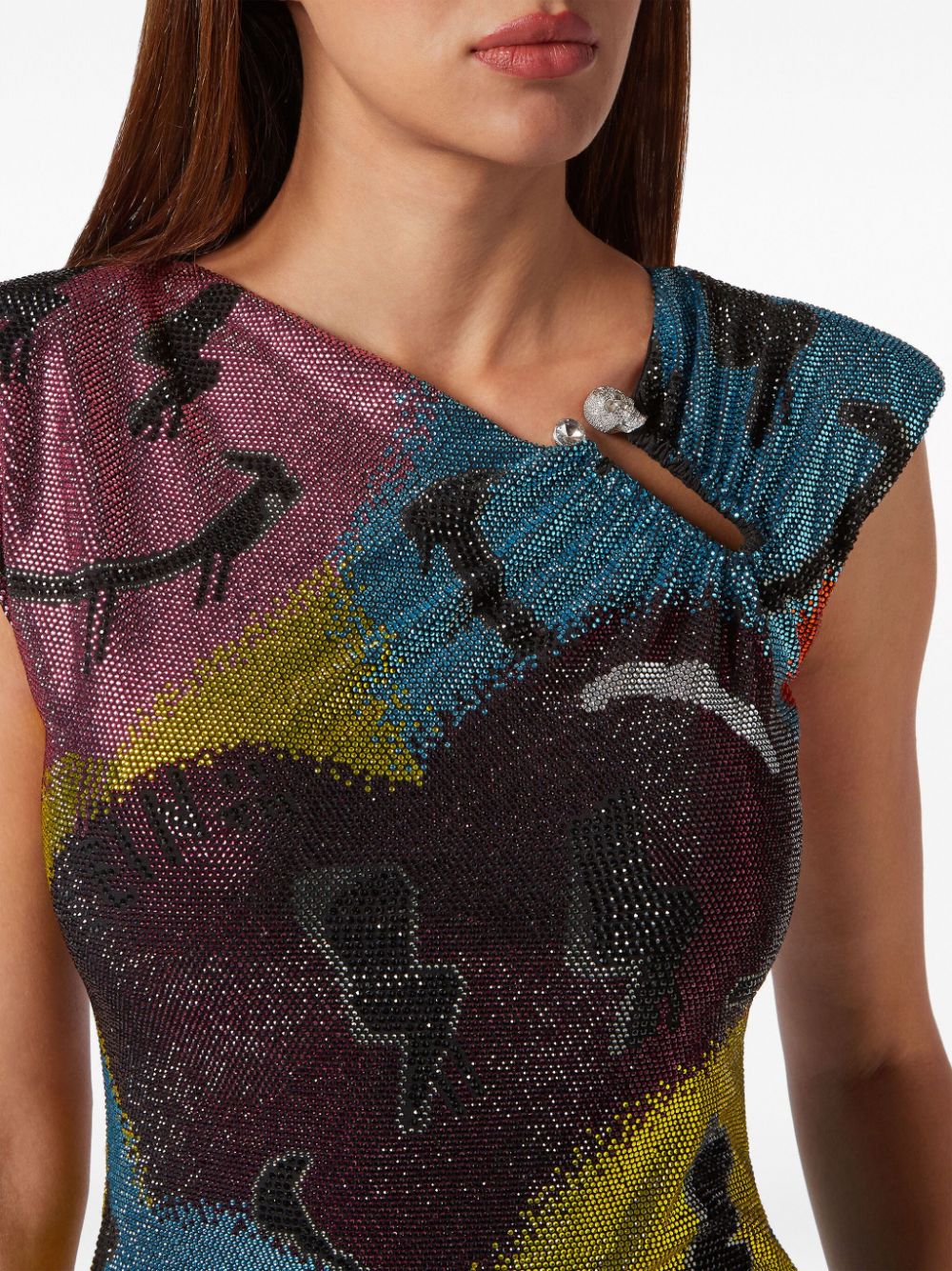 Philipp Plein Crystal Smile padded-shoulder mini dress - Image 5