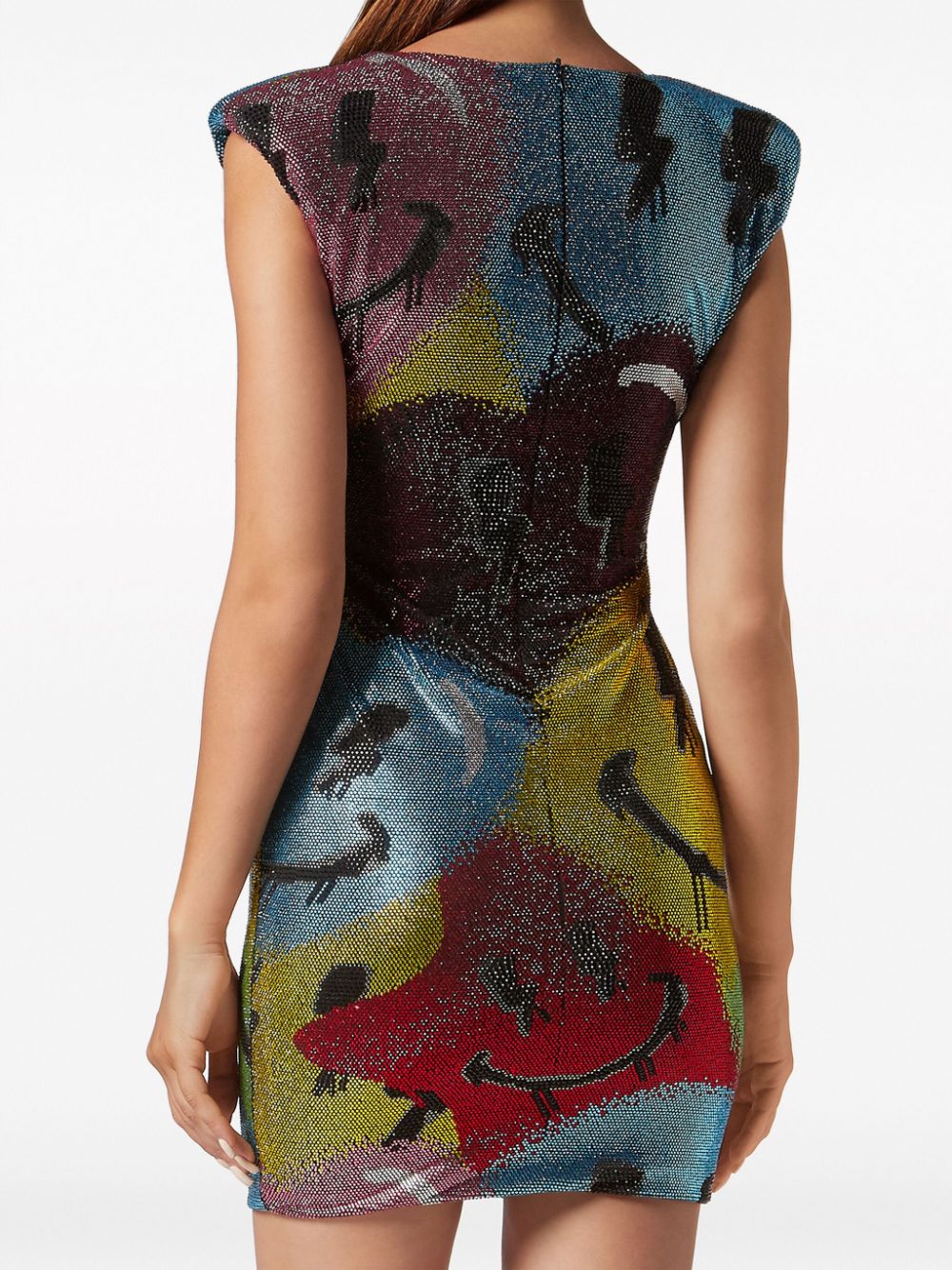 Philipp Plein Crystal Smile padded-shoulder mini dress - Image 2