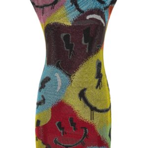 Philipp Plein Crystal Smile padded-shoulder mini dress