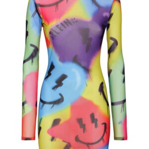 Philipp Plein LS Smile logo-print minidress