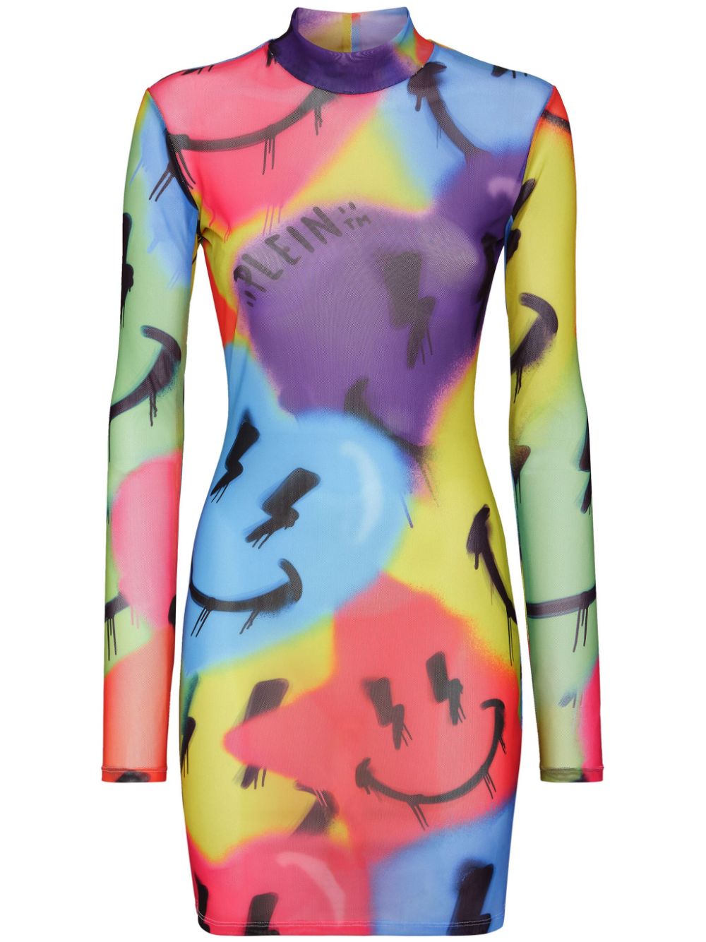 Philipp Plein LS Smile logo-print minidress