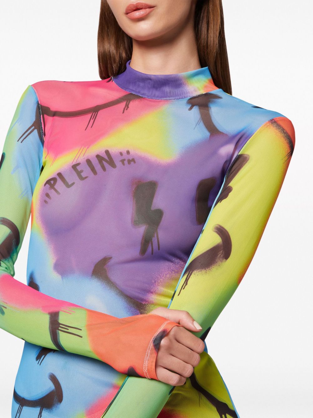 Philipp Plein LS Smile logo-print minidress - Image 2