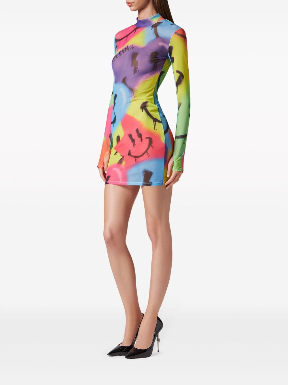 Philipp Plein LS Smile logo-print minidress - Image 5