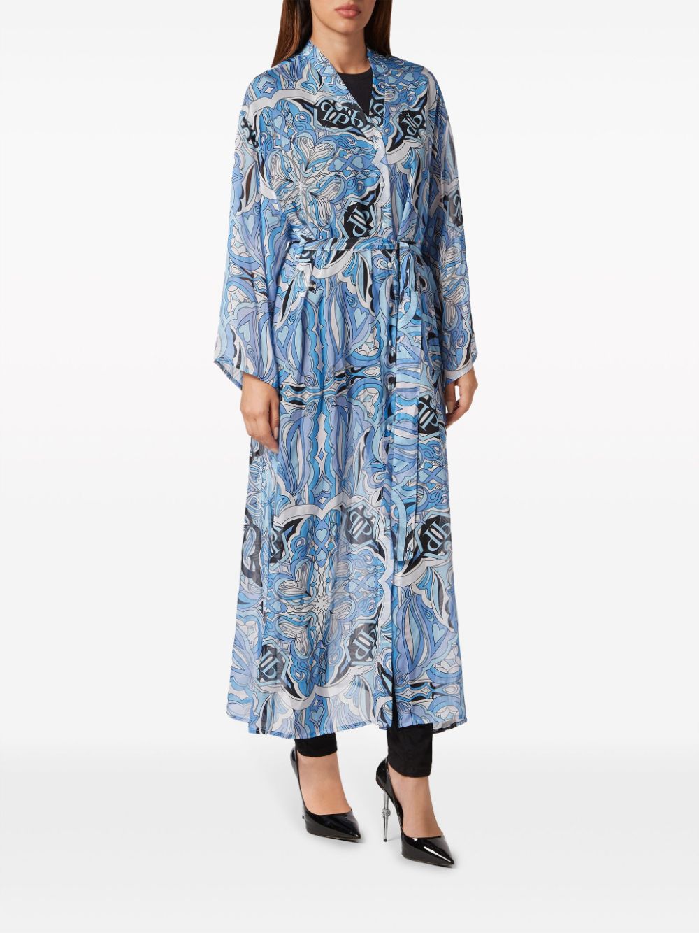 Philipp Plein graphic-print silk kaftan dress - Image 3
