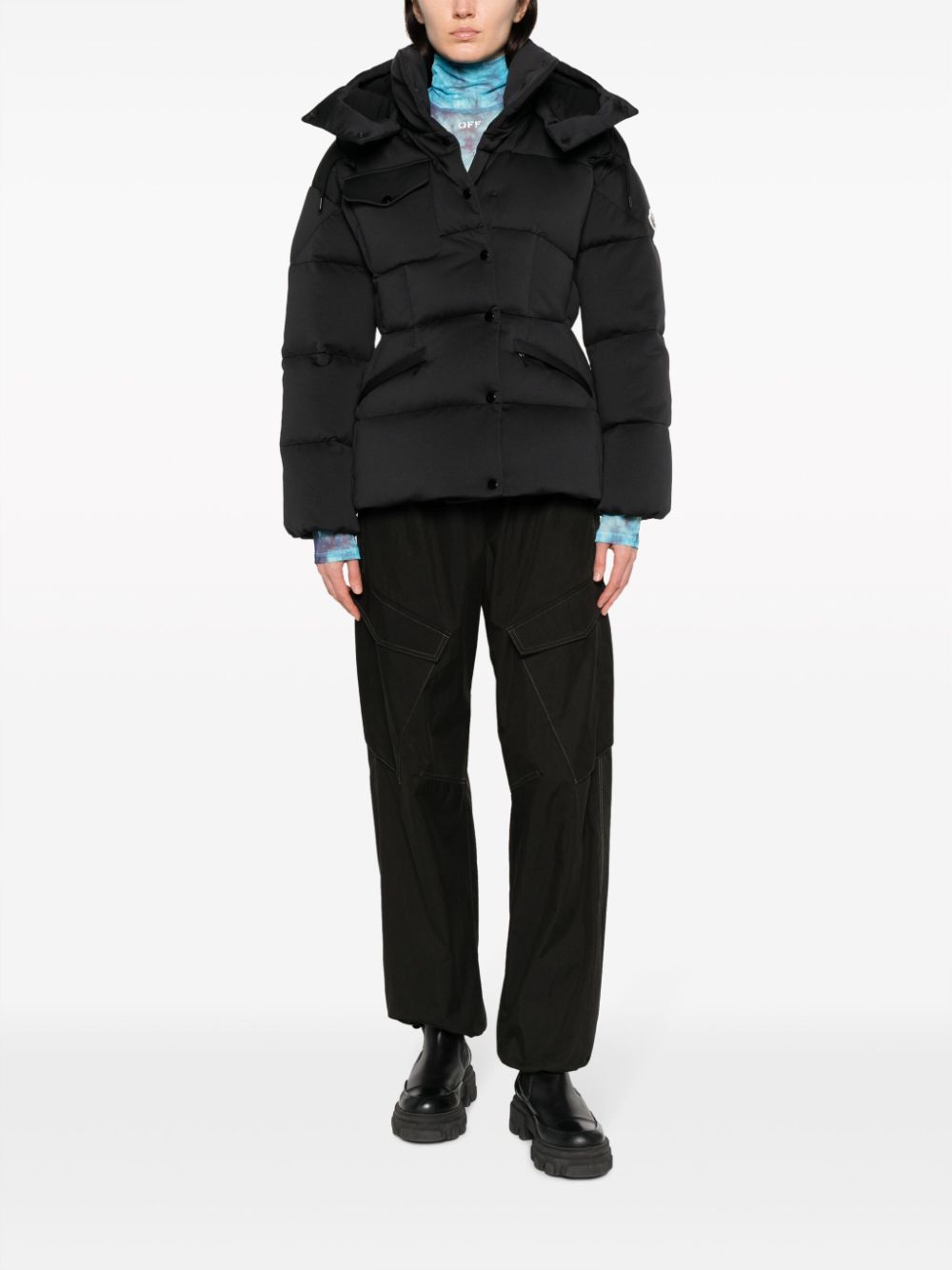 Moncler logo-patch hooded padded jacket - Image 2