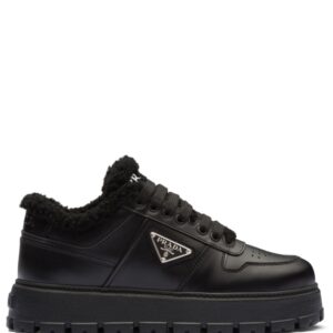 Prada shearling-trim flatform sneakers