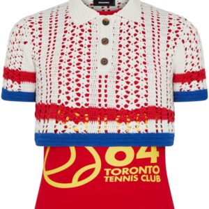 Dsquared2 panelled pointelle-knit polo shirt