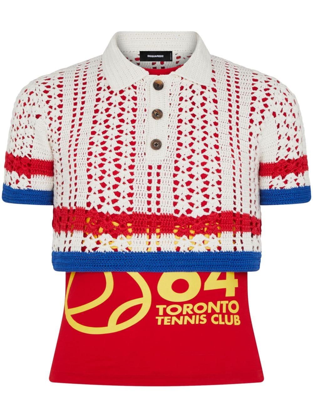 Dsquared2 panelled pointelle-knit polo shirt