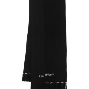 Off-White  logo-embroidered cotton-cashmere scarf