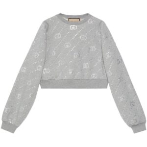 Gucci crystal-embellished Interlocking G-logo felted sweatshirt
