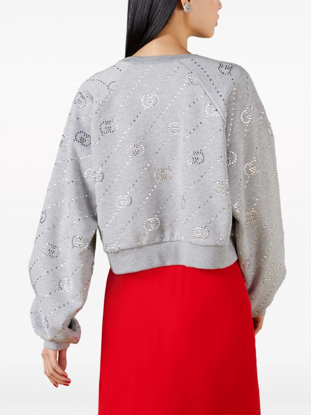 Gucci crystal-embellished Interlocking G-logo felted sweatshirt - Image 4
