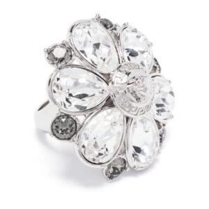 Versace  floral crystal-embellished ring