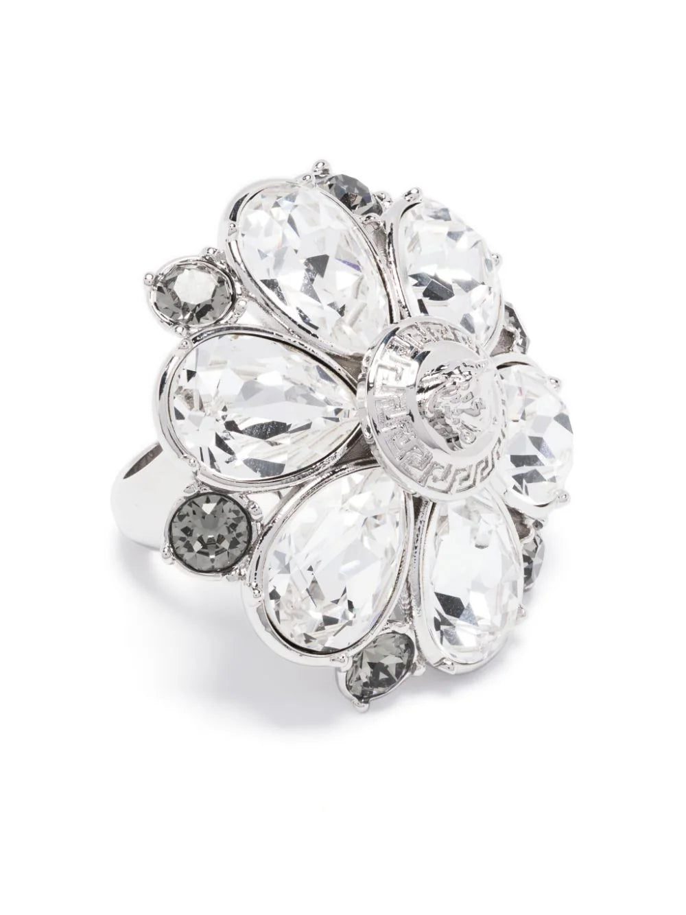 Versace floral crystal-embellished ring