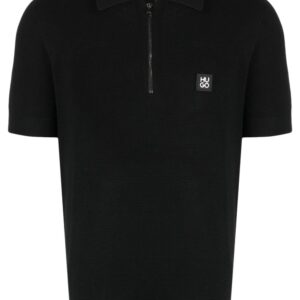 HUGO logo-patch zipped polo shirt