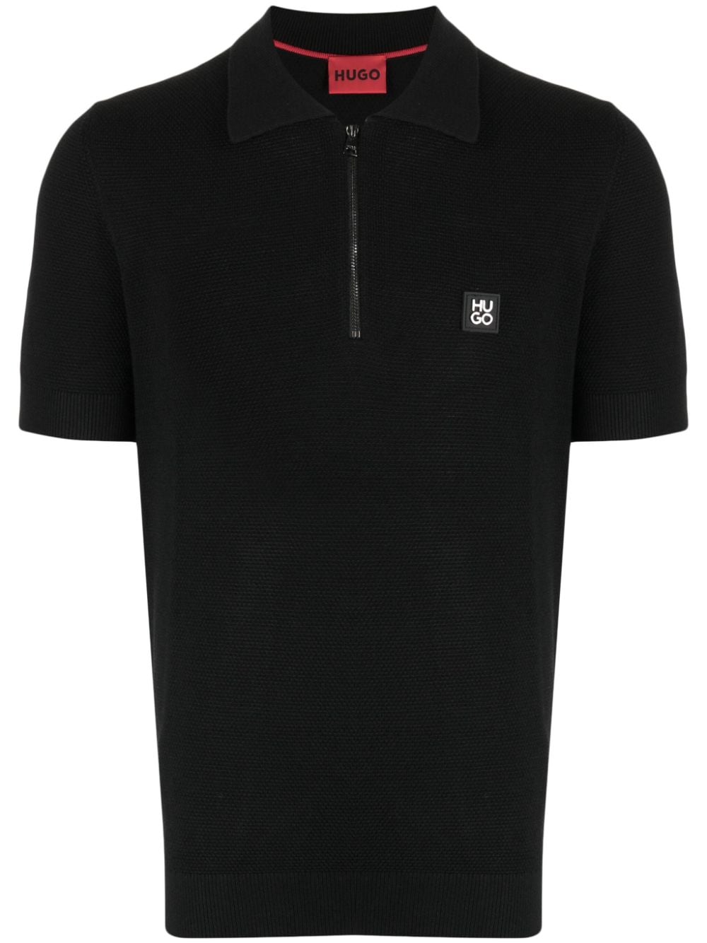 HUGO logo-patch zipped polo shirt