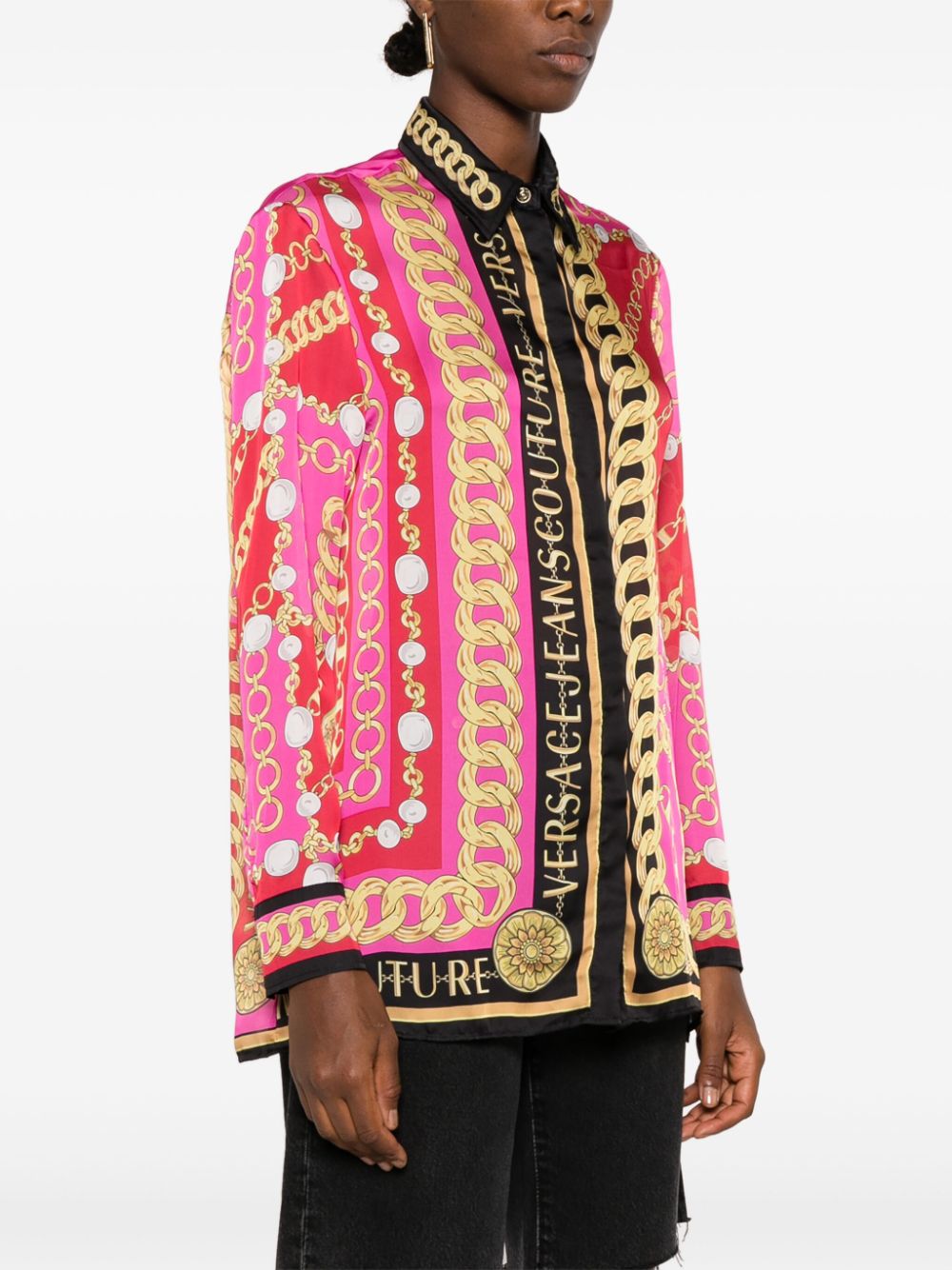 Versace Jeans Couture colour-block chain-link print shirt - Image 3