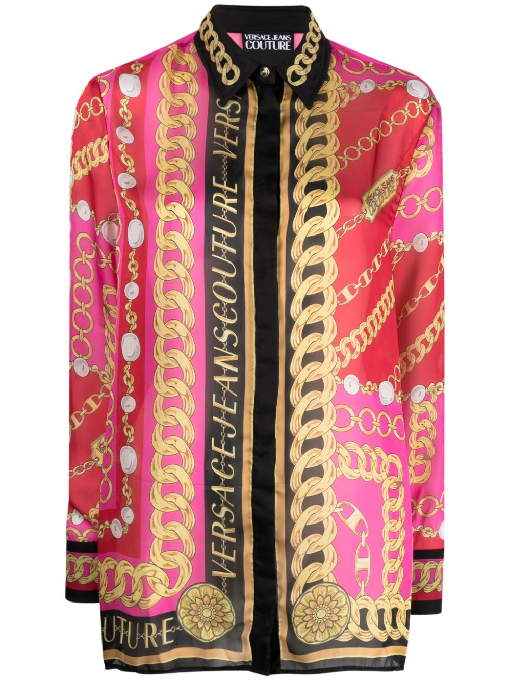 Versace Jeans Couture colour-block chain-link print shirt
