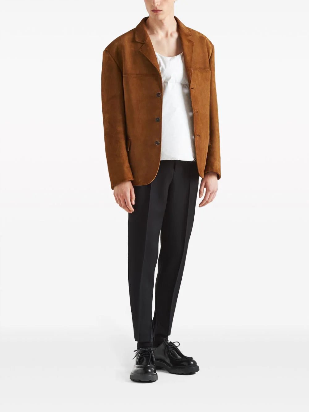 Prada single-breasted suede blazer - Image 2
