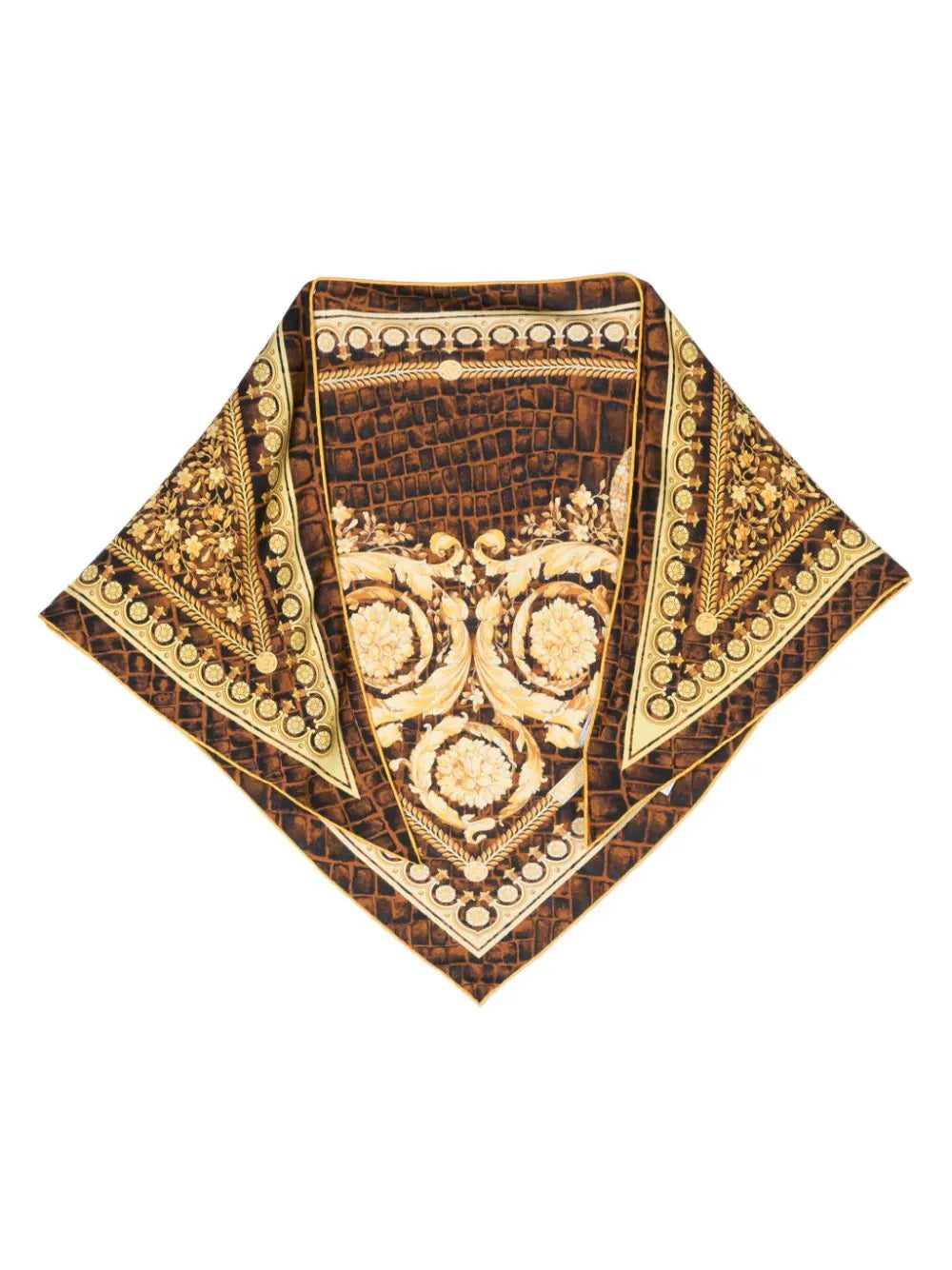 Versace Baroccodile-print silk triangle scarf