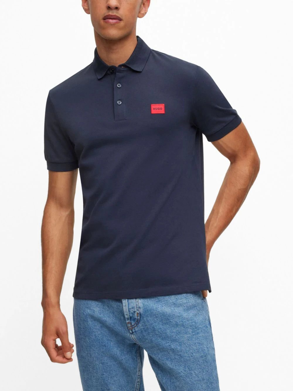HUGO logo-patch cotton piqué polo shirt - Image 3