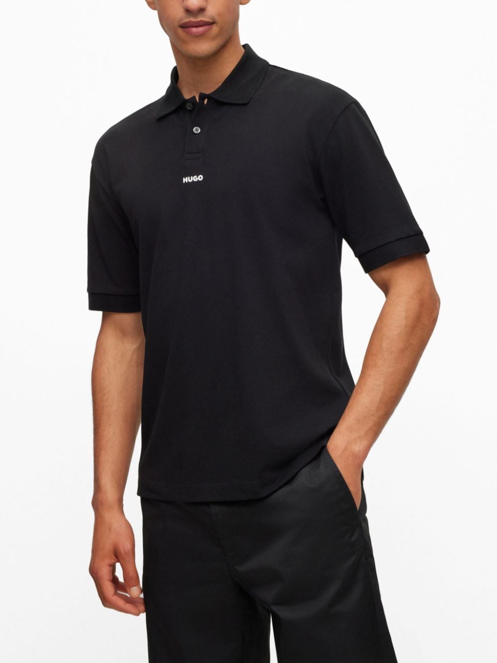 HUGO logo-print cotton polo shirt - Image 3