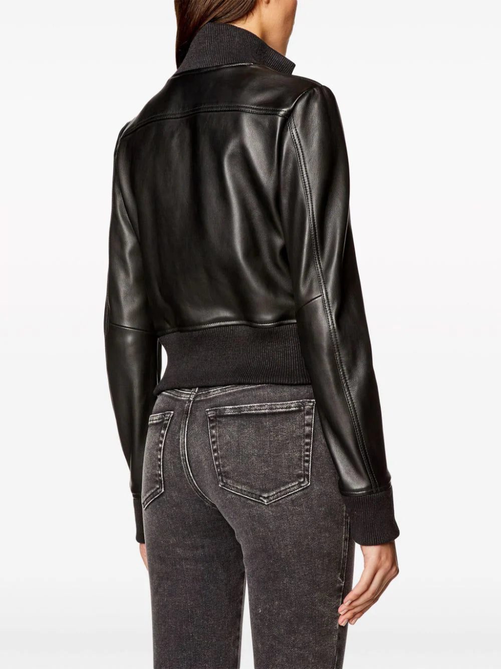 Diesel L-Hung logo-embossed leather jacket - Image 4