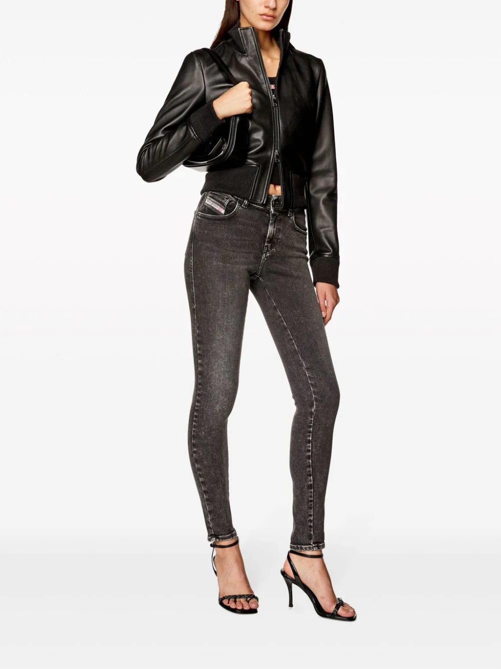 Diesel L-Hung logo-embossed leather jacket - Image 2