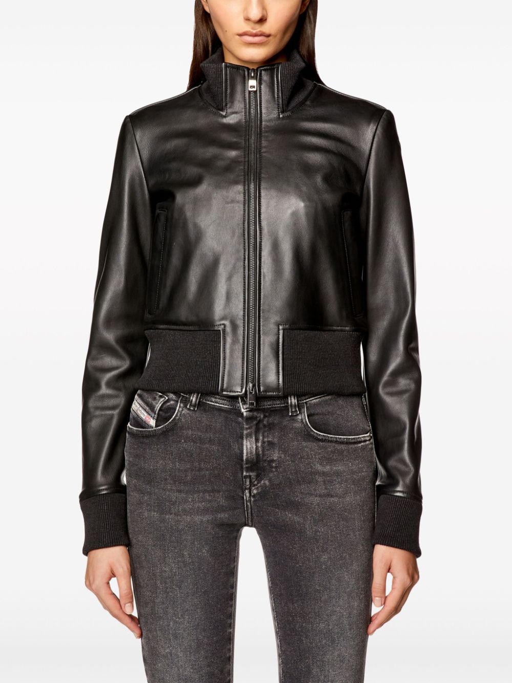 Diesel L-Hung logo-embossed leather jacket - Image 3