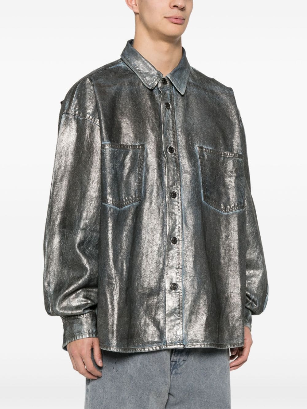 Acne Studios metallic-effect denim shirt - Image 3