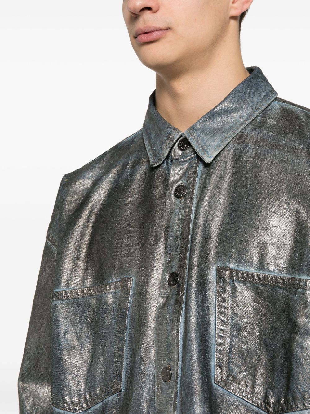 Acne Studios metallic-effect denim shirt - Image 5