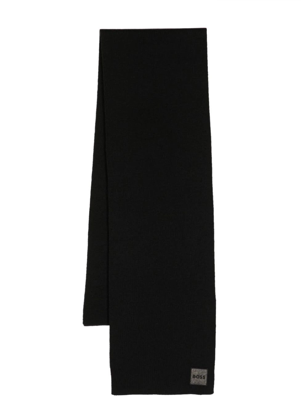 BOSS logo-patch fine-knit scarf